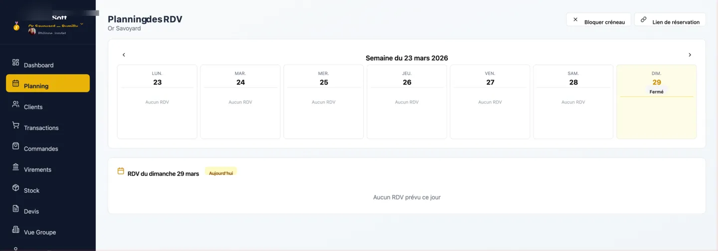 Planning de rendez-vous en ligne avec confirmation email et gestion des créneaux