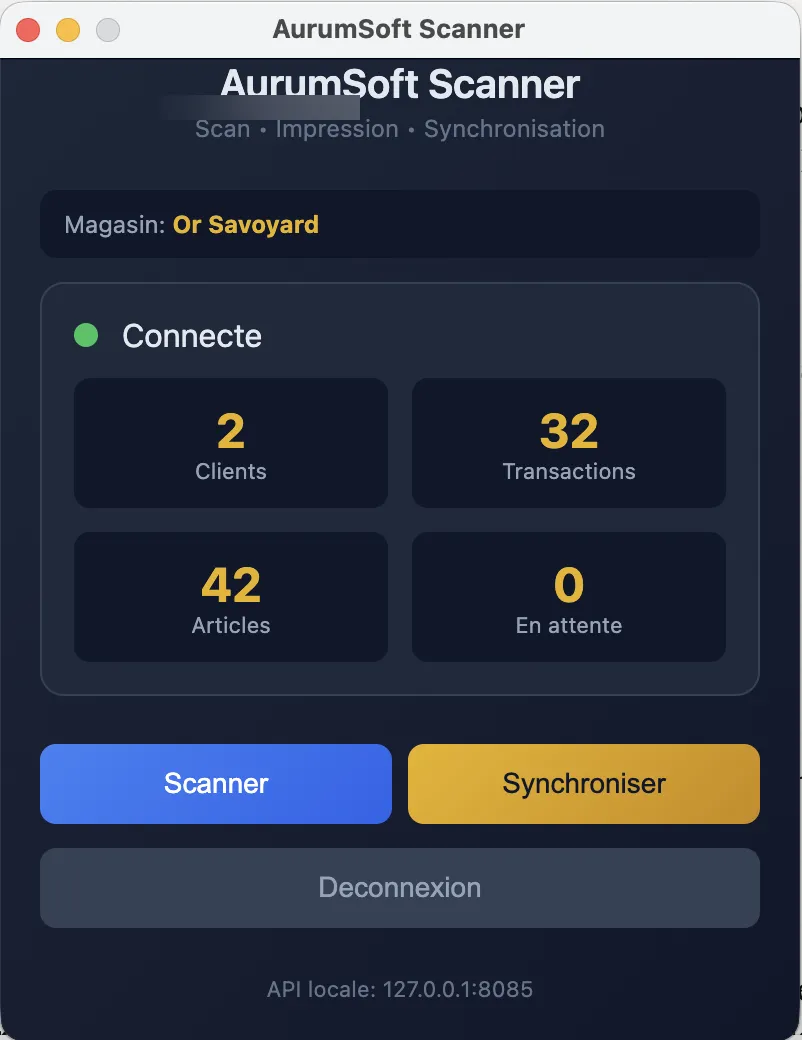 Scanner desktop AurumSoft — application native Windows et macOS